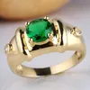 Koninklijke heren 7 mm ronde groene smaragd gouden afwerking sterling zilveren ring 925 MAN GFS maat 10 11 12 R1159993609
