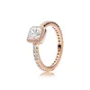 Fashion CZ Diamond Elegant Ring 925 Sterling Silver Plated 18K Gold / Rose Gold Plated For Pandora Luxury Women's Wedding Ring With Box