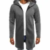İlkbahar ve Sonbahar Kapüşonlu erkek Ceket Kol Çizgili Orta Uzunlukta Rahat Rüzgarlık Fermuar Hırka Trençkot Palto Coat1
