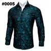 Camisas do vestido dos homens Barry.Wang Teal Paisley Floral Silk Homens Outono Longa Luva Casual Flor Para Designer Fit Camisa BBCY-05