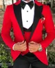 Pembe Düğün Erkek Takım İnce Fit Çentikli Taşlı Blazer Black Pantolonlu Formal Prom Takım 3 Parçası Özel Yapımlı Sağkul