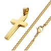 High Polished 316L Stainless Steel Hip Hop Simple Style Cross Pendant Necklace For Men Women Jewelry Black Steel Gold