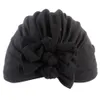 Stora röriga bågar Tjejer Bomull Hattar Bebes Tre Bow Hat Nyfödda Baby Turban Knotted Varm Headwrap Spädbarn Beanie Cap 21 Färger