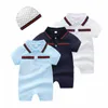 newborn baby clothes Cotton designer short sleeve baby rompers Infant clothing baby boys girls jumpsuits + hat 0-24 month