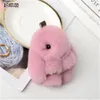 10 cm Słodkie Prawdziwe Prawdziwe Rex Rabbit Fur Bunny Torba Urok Klucz Łańcuch Keyring Akcesoria Telefon Torebka Torebka