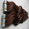 Water wave Tape In Human Hair Extensions 40pcs/100g virgin hair skin weft tape hair extensions