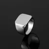 Mode Ringe Square Big Width Signet Ringe Titanium Stahl Mann Finger Silber Schwarz Gold Männer Ring Schmuck