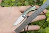 VG10 Damascus Steel Mini Small Flipper Folding Knife EDC Necklack Chain Knives Green TC4 Titanium Alloy Handle