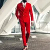 Nova chegada homens ternos noivo vermelho tuxedo pico groomsmen casamento de casamento melhor homem 2 peças (jaqueta + calça + gravata) l545