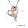 6Pcs /lots Love heart Rose With Rhinestone Pendant Couple necklace Valentine's Day Engagement party Jewelry gift