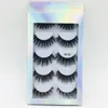 Горячая продавая самое лучшее цены 5 пары Природного Толстых синтетического Eye Lashes Макияж ручного Поддельного Cross Ресница с голографическим Box DHL Free