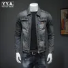 Nuevo Abrigo vaquero para hombre, Tops ajustados de vaquero Vintage, chaqueta informal de manga larga con cremallera de talla grande XL, prendas de vestir vaqueras clásicas de marca para hombre