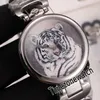New Bovet Fleurier Amadeo 46mm Swiss Quartz Mens Watch Rose Gold Dragon Tattoo Painted Dial Stainless Steel Bracelet Timezonewatch E06b2