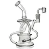 Recycler Oil Rigs Tornado Bong Inline Perc Glass Bongs Smoking Pipes Heady Dab Rig Cyclone Water Pipe with 4mm Thick Quartz Banger