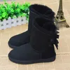 Inverno Pelle Donna Australia Stivaletti classici in ginocchio Stivaletti Nero Grigio castagna blu navy rosso Scarpe da donna con fiocco