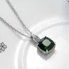 10 Pcs LuckyShine Classique Charmes Carré Vert Quartz Gemme Argent pendentifs collier pour fille Femmes Vacances De Mariage Bijoux