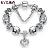 Braccialetti d'argento antichi di modo 925 braccialetti braccialetto di perline di fascino del cuore di cristallo per le donne gioielli originali fai da te Gift324V