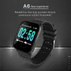 A6 Akıllı İzle Ile Kalp Hızı Monitörü Spor Spor Izci Kan Basıncı Çağrı Hatırlatma Smartwatch Android IOS Akıllı Bilezik Için