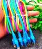 Micro USB Rainbow Cable 1m 3ft Duurzaam 2A Snelle opladen Geweven Nylon Legering USB-kabels voor slimme telefoon 100pcs / lot