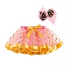 Fancy Mini Skirt Girl Halloween Skirt Pumpkin Lantern Print Costume Sequin Bow Skirts Party Pettiskirt Kids Holiday Tutu