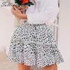 Czerwone Ruffles Leopard Summer Spódnice Kobiety Nowe Sexy Boho Mini Spódnice Retro Casual Line High Waist Girls Krótki