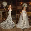 Calla Blanche 2020 Mermaid Wedding Dresses With Tulle Long Sleeves Strapless Lace Bridal Gowns Backless Formal Beach Wedding Dress Plus Size
