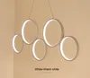 5/3 anillos circulares LED luces colgantes blanco/marrón acabado iluminación de araña de aluminio para sala de estar comedor Bar decoración del hogar