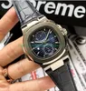 Montre de luxe Super qualité hommes 40mm 5990/1A-001 Date bracelet en cuir asie Transparent entièrement automatique mode hommes montres