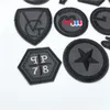 120pcs Patches For Clothes Iron On Black PU Leather Appliques Badge Military Embroidery279y