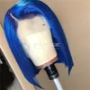 Personnaliser la couleur Bob perruque de cheveux humains pour les femmes noires ROSE BLEU VERT VIOLET Court Full Lace perruques de cheveux humains