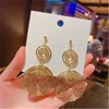 Korean Punk Simple Round Circle Drop Earrings Metal Wire Spiral Earrings Metal Maze Exaggerated Party Jewelry