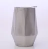 12oz Egg Cups Diamantvorm met Deksels Waterflessen Roestvrijstalen Wijn Tumbler Vacuüm Thermos Koffie Beker Drinkbeker 50 Stks