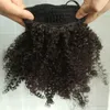 Brown Afro verworrene lockige flauschige Haargummi Haarteil Puff Pferdeschwanz Haarknotenverlängerungen mit elastischen Kordelzug-Clips für Afroamerikaner 120g
