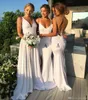 Sexy Simple Summer Long Bridesmaid Dresses Deep V Neck Mermaid Spaghetti Strap Open Back Satin Evening Prom Gowns Wedding Guest Maid of Honor Custom Made