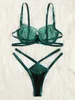 amazon vente chaude sexy lingerie sexy noir découpe femmes trois points bikini ensemble