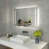 Montagem de parede retangular LED vertical iluminado vaidade espelho de banheiro anti nevoeiro dimmer touch home mobiliário mobiliário maquiagem espelho claro cosmético