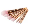 Partihandel 10st / Set Makeup Brush Set Professionell Blush Pulver Ögonbryn Ögonskugga Läppnos Rose Gold Blandning Make Up Borsta Kosmetiska Verktyg