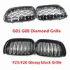 2 stks Auto Styling F25 F26 Black ABS Front Nier Double Slat Grille Grills voor G01 G08 X3 Diamond Racing Grilles