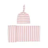 Newborn Stripe Swaddle Blankets Hats Set Euro America Baby Bedding Infant Toddlers Stretchy Super Soft Swaddles Receiving Blanket9033643