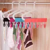 Travel Essentials Bathroom Racks Cloth Hanger Clothespin Travel Portable Folding Cloth Socks Drying Hanger with 6 Clips for Bathroom