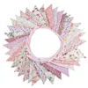 10M / 32Ft 36 bandiere triangolari in tessuto floreale striscioni ghirlande per matrimoni, feste di compleanno, decorazioni per la casa all'aperto (rosa)