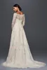 Oleg Cassini Скромные винтажные кружевные свадебные платья с длинными рукавами и кружевной аппликацией с открытыми плечами и садом на открытом воздухе Свадебные платья больших размеров