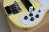 4 cordas corporal amarelo guitarra elétrica baixo com ligação de corpo, pickguard branco, hardware cromado, pode ser personalizado