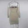 Tobinoone Slash cou moulante mini robe à manches longues une pièce sexy robe Femme automne hiver élégant parti club robe de nuit