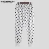 Incerun polka dot print mens harem byxor elastiska midja avslappnade joggar high street mode träning byxor män svettbyxor s-3xl242v