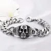 Scheletro Braccialetti con ciondoli a croce Carattere lucido in acciaio inossidabile Hip Hop Accessori di design unici per uomo Bracciale gioielli gotici