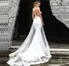 Strand Lace Bohemian Mermaid Bröllopsklänningar Sheer Tulle Illusion Se genom ärmlös Sexig Backless Bridal Gowns Vestidos de Novia 2020