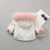 2019 Winter Baby Girl Denim Jacket plus Velvet Faux Fur Warm Toddler Cotton Girl Outderwear Coat 1-5 jaar Kindermeisjes jeans parka