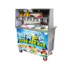 yoğurdun dondurma makinesi 5 küçük kase Ticari kızarmış dondurma rulo makinesi paslanmaz çelik dondurma rulo makinesi çift kap
