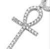 14K GOUD GOLD ANKH EGYPTISCHE DROP OORRINGEN BLING MICRO PAVE Cubieke zirkoon oorbel voor mannen DROPE OORBRANDS6538860